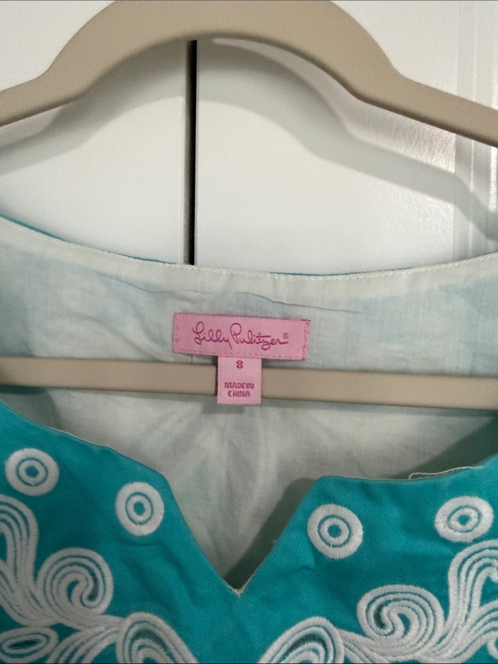 Lilly Pulitzer Turquoise Dress with White Embroidery
